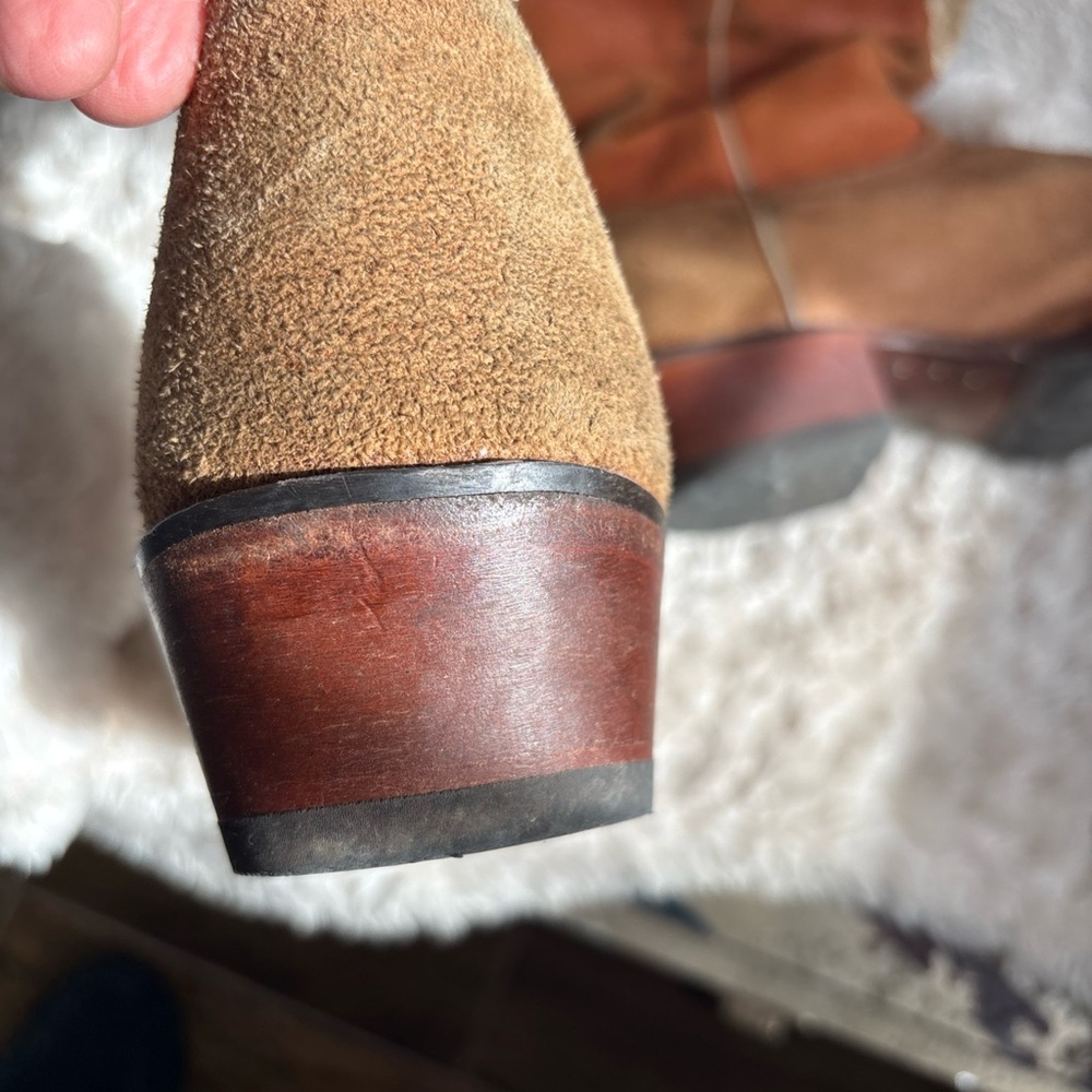 Vintage Justin Heritage Western Cowboy Boots Roughout 10EE Longhorn Inlay Texas - Picture 10 of 10